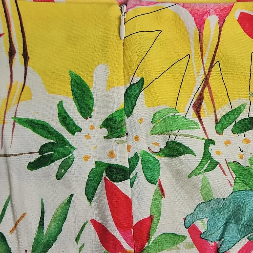 Antonio Melani Linen Blend Tropical Print Skirt With Wrap/Tie‎ Front: Size- 14